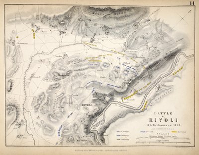 Map of the Battle of Rivoli, published by William Blackwood and Sons, Edinburgh and London by Alexander Keith Johnston